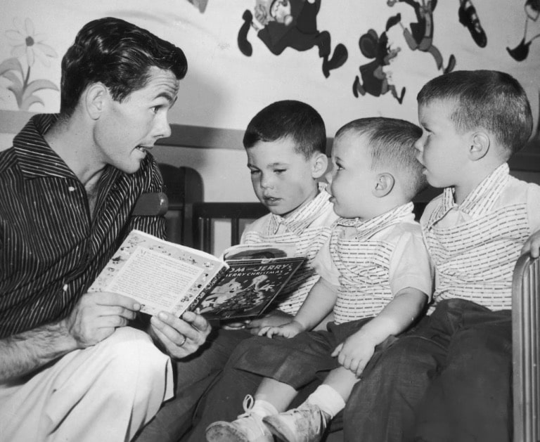 Johnny Carson and his first wife's three sons Christopher,Cory, and Richard Carson