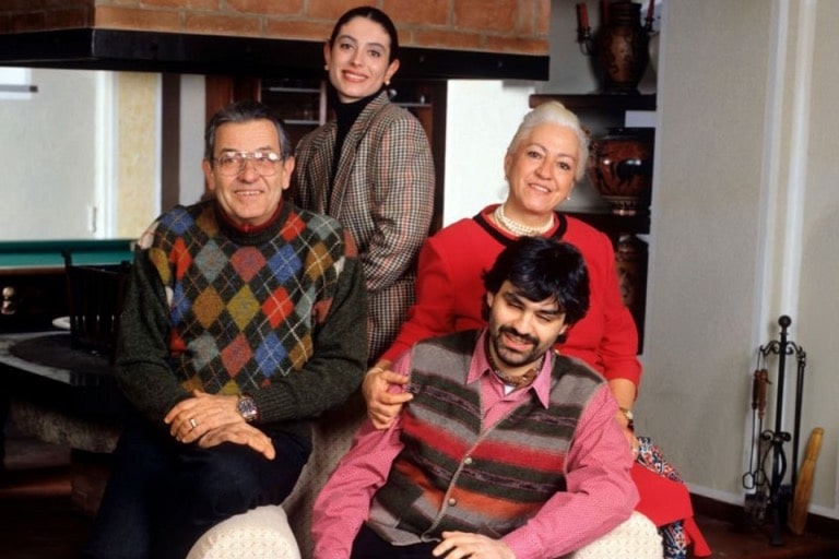 Enrica Cenzatti and her ex-husband Andrea Bocelli with Andrea Bocelli's parents