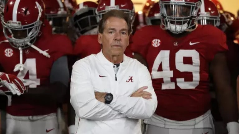 Nick Saban with Alabama Crimson Tide football